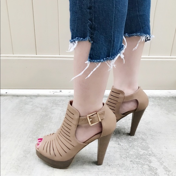 women’s peep toe platform chunky heel - Picture 5 of 8